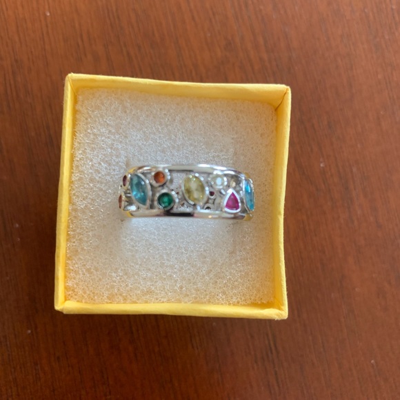 Silver Ring with Multicolored Stones size 7 - Picture 2 of 2